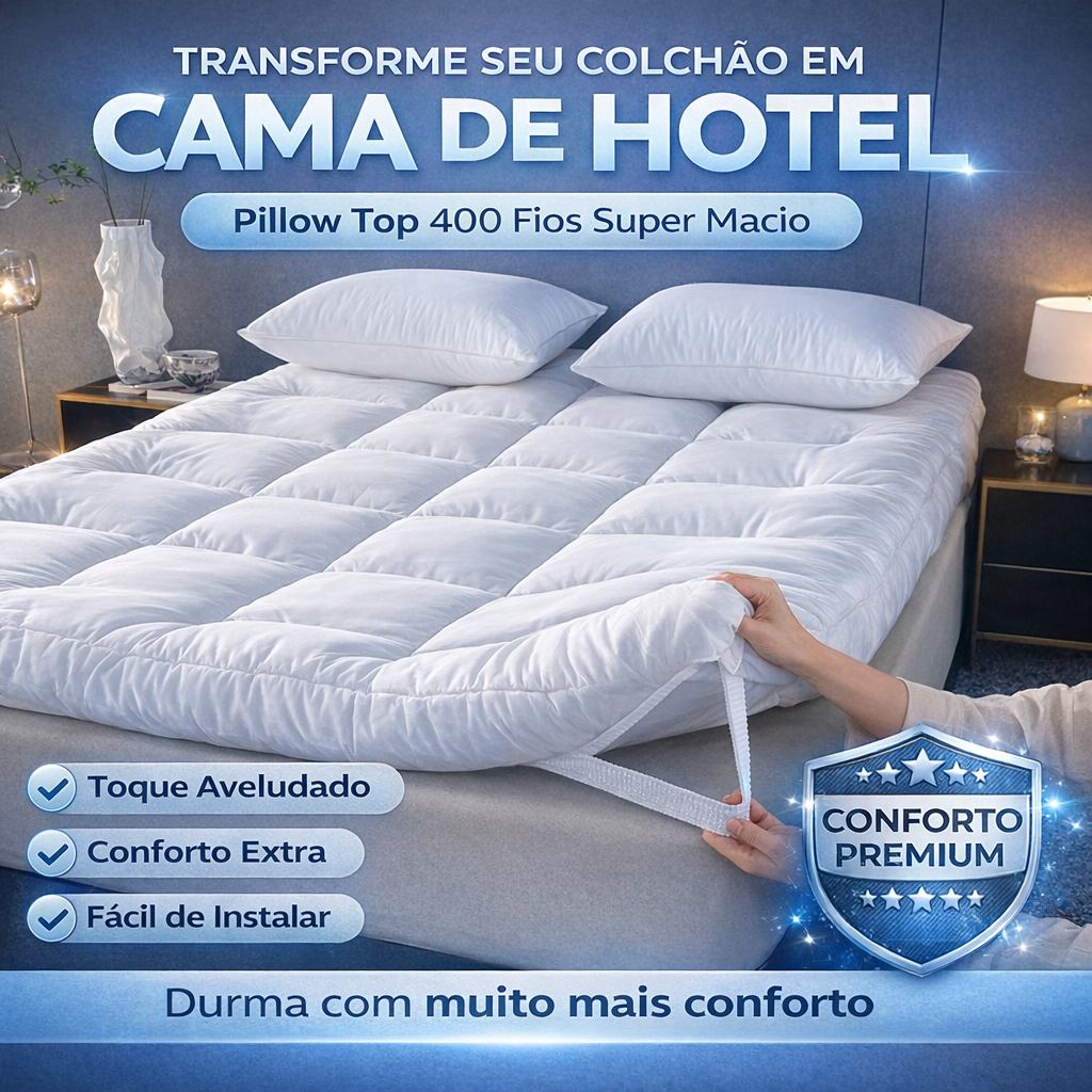 Pillow Top 400 Fios Protetor de Colchão com Elástico