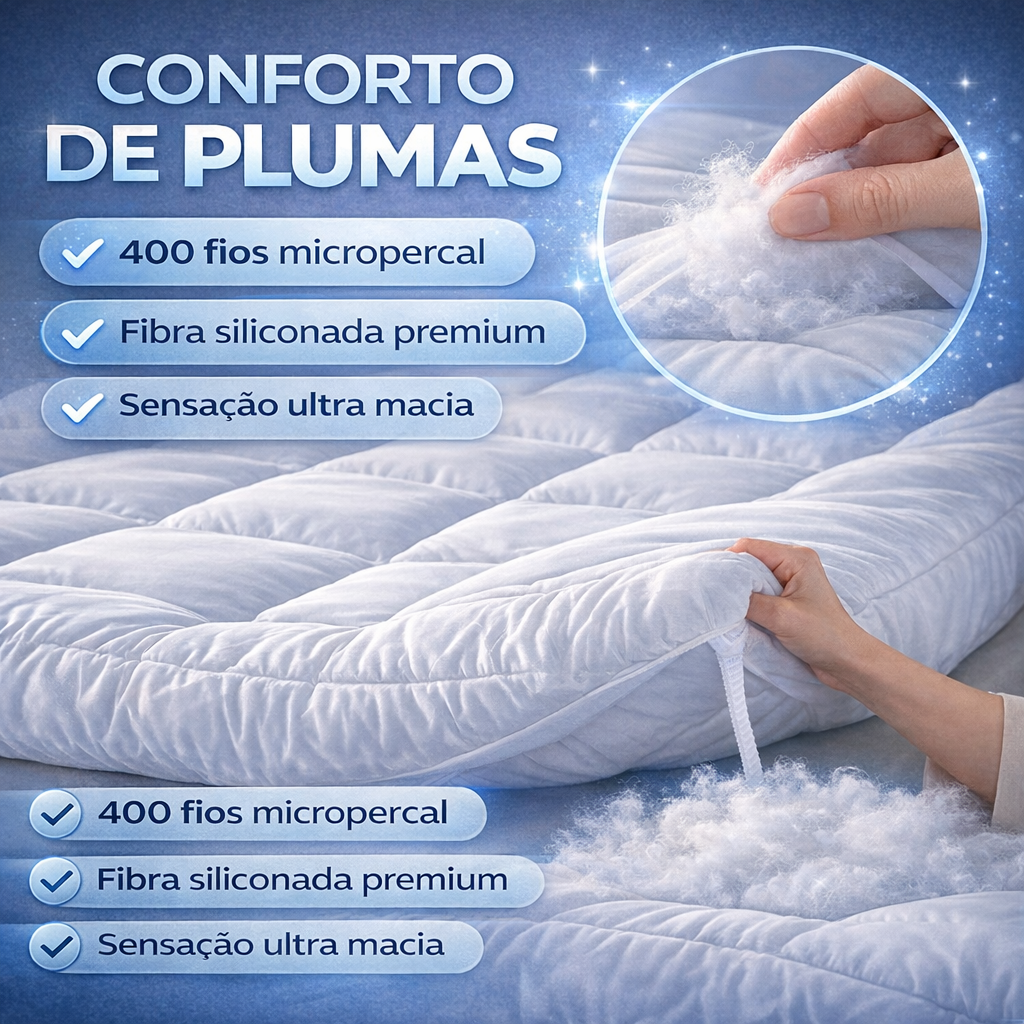 Pillow Top 400 Fios Protetor de Colchão com Elástico
