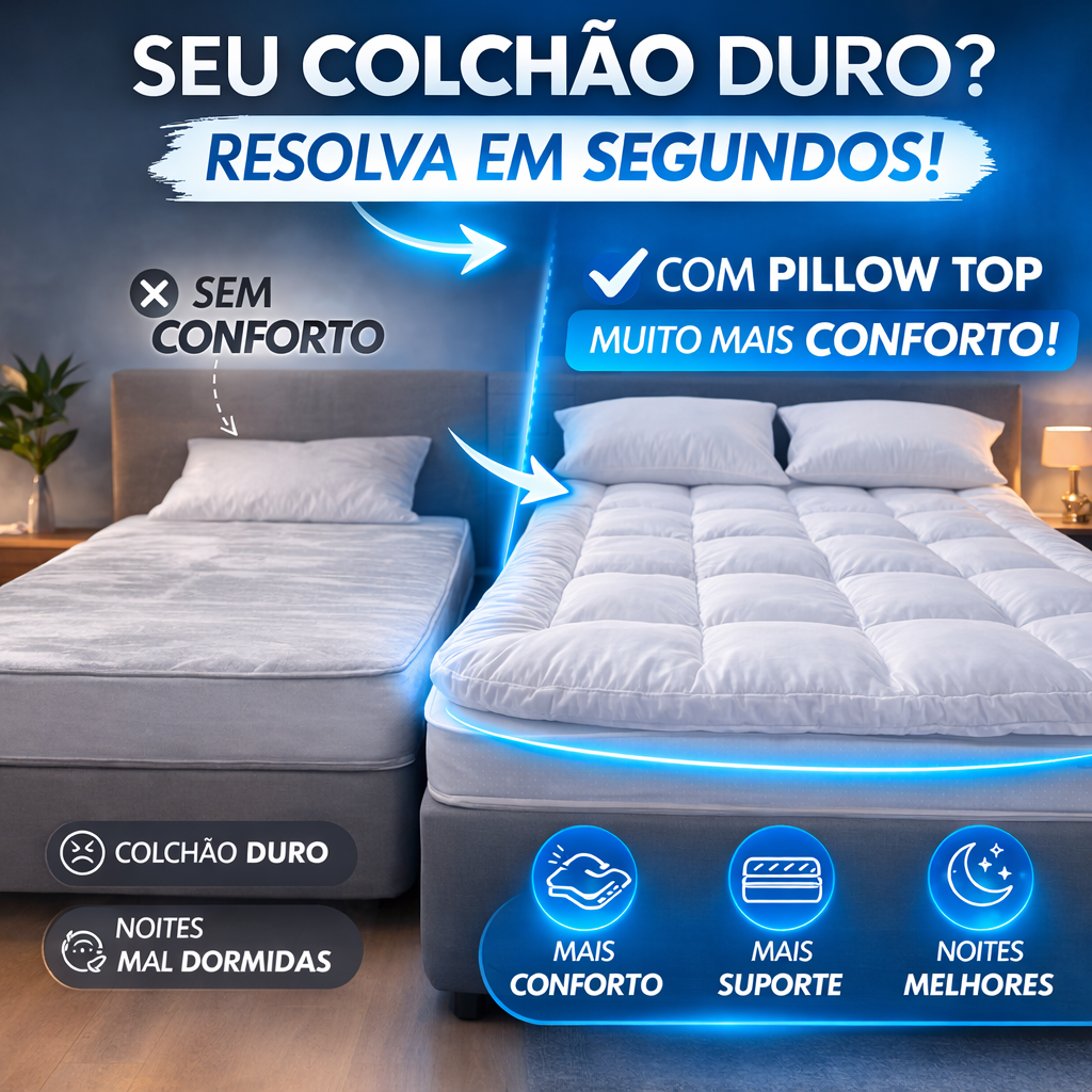 Pillow Top 400 Fios Protetor de Colchão com Elástico