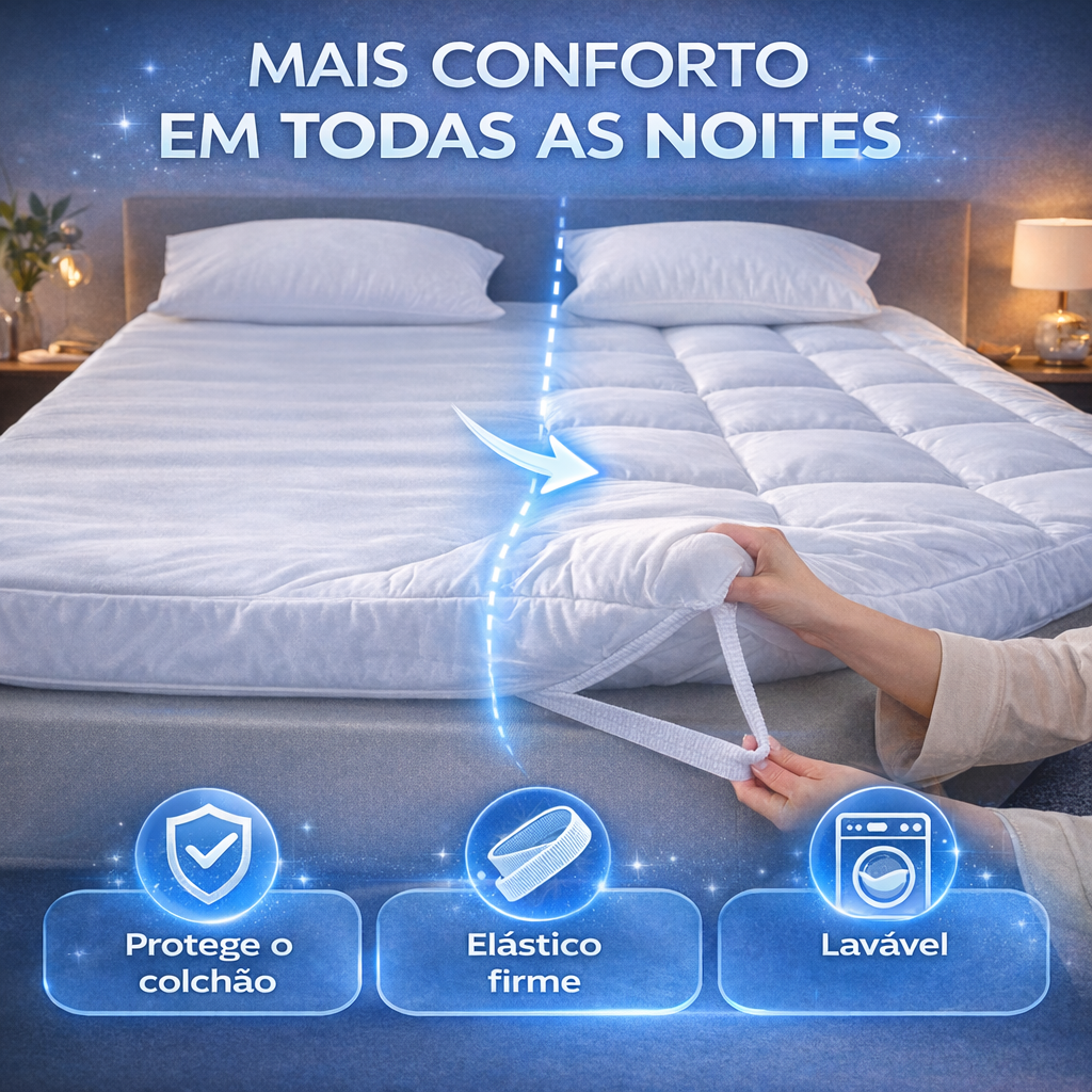 Pillow Top 400 Fios Protetor de Colchão com Elástico