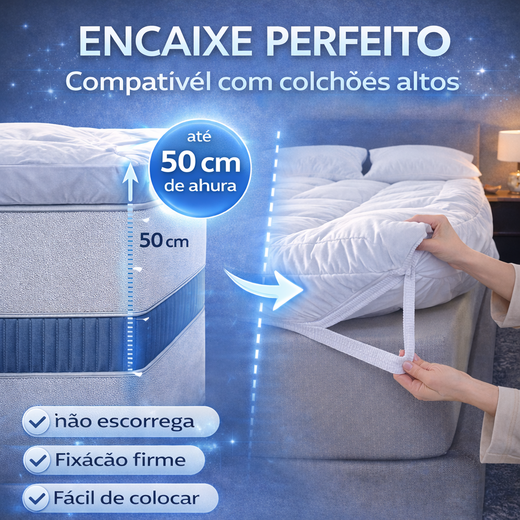 Pillow Top 400 Fios Protetor de Colchão com Elástico