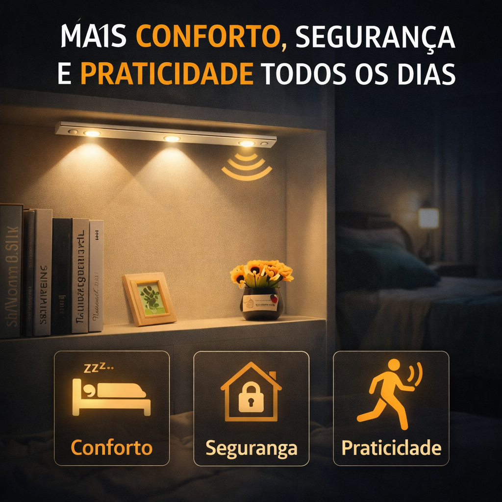 Luminária LED Fina com Sensor de Presença