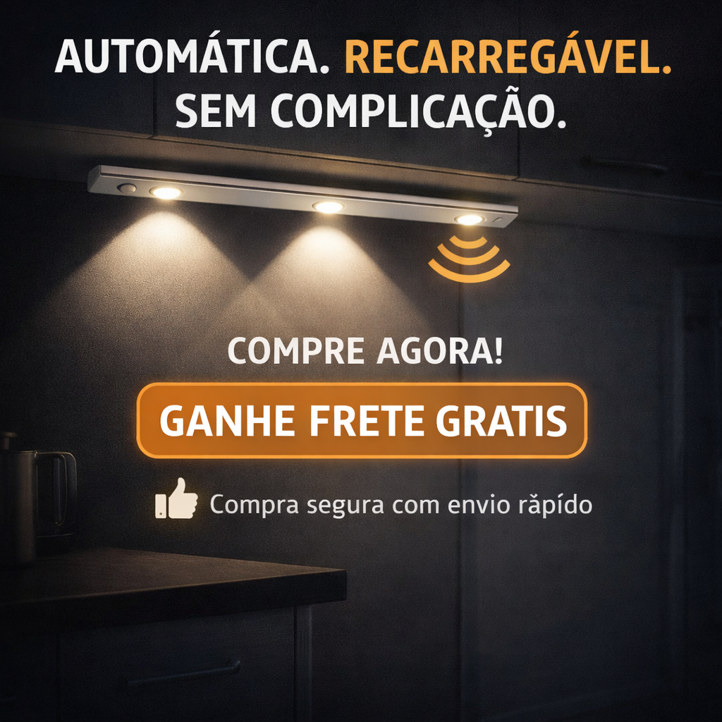 Luminária LED Fina com Sensor de Presença