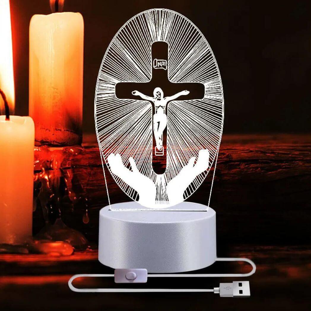 Luminária Jesus Cristo - Cruz Cintilante de Cristo (16 Cores RGB)