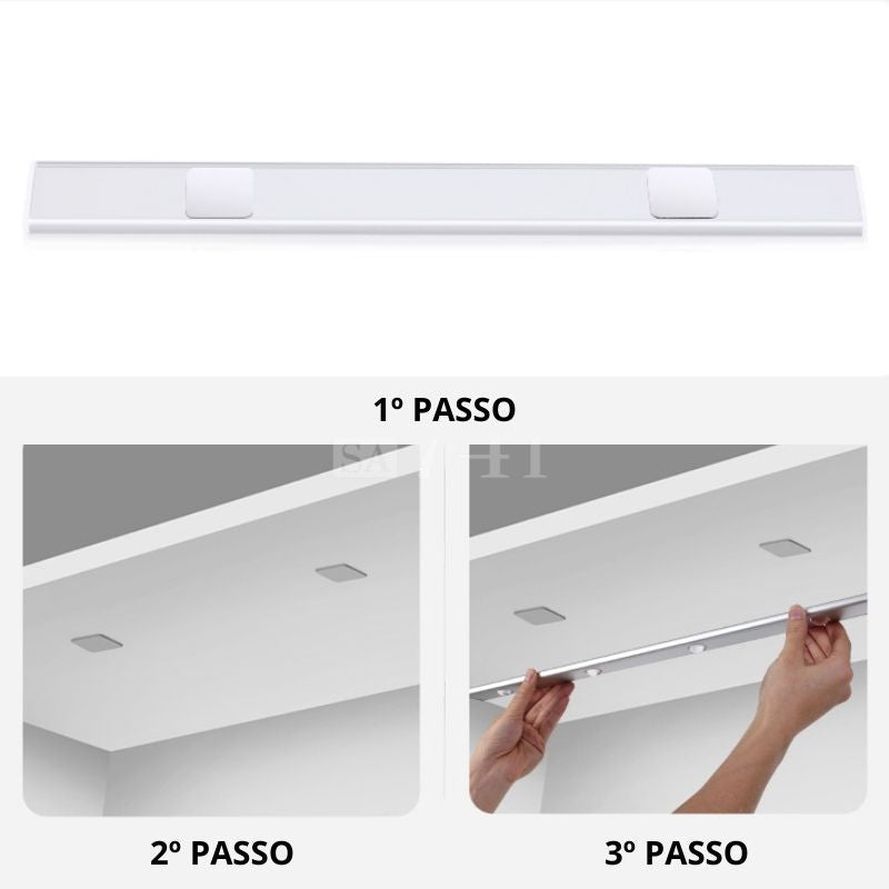 Luminária LED Fina Com Sensor de Presença Recarregável
