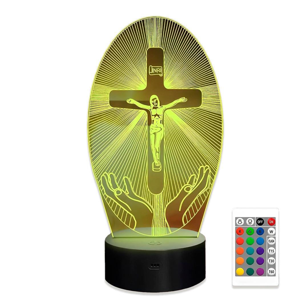 Luminária Jesus Cristo - Cruz Cintilante de Cristo (16 Cores RGB)