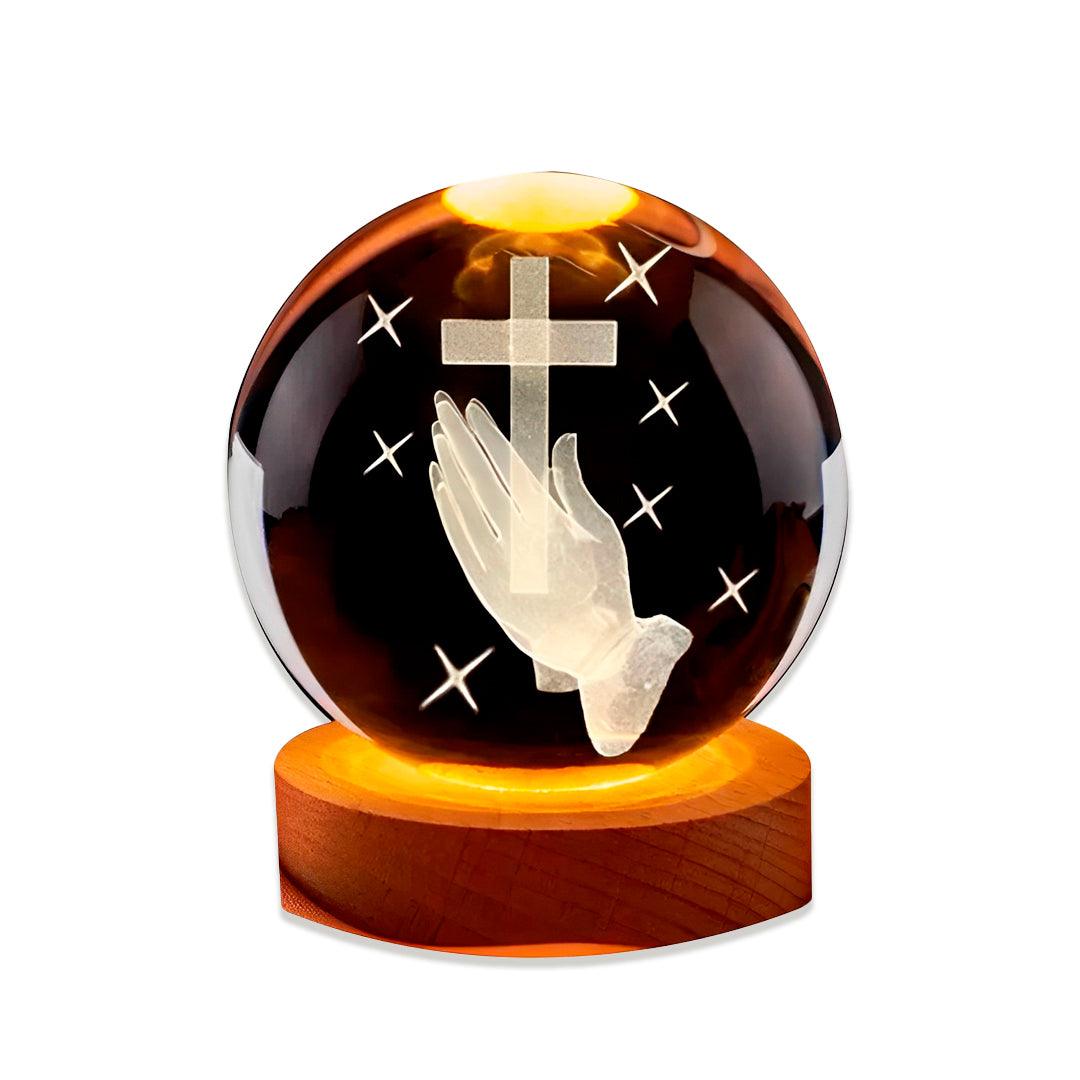 Luminária Religiosa - Bola de Cristal Cruz