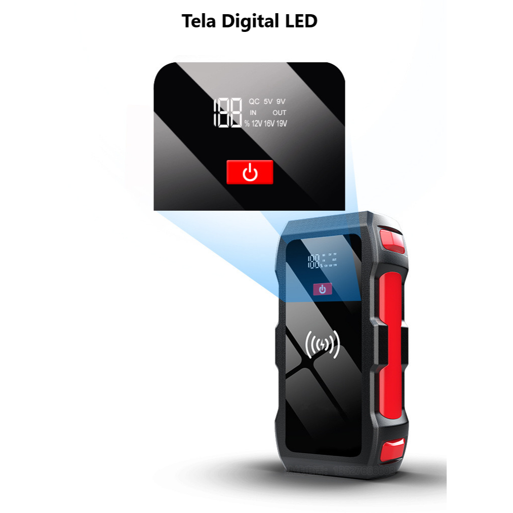 Auxiliador Partida PowerBank Portátil Multifuncional Indução 12000mAh 12V Moto Carro Celular