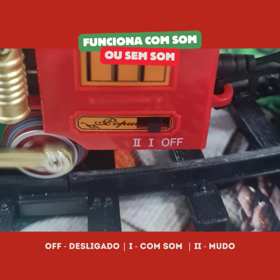 Trem Expresso Natalino com Luzes e Fumaça