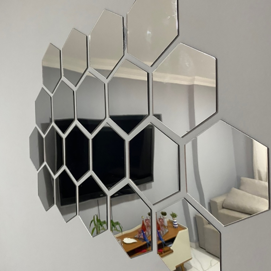 Oferta! Kit 10 Espelhos Acrílico em formato Hexagono 12x10cm - Achadinhos da Shopee