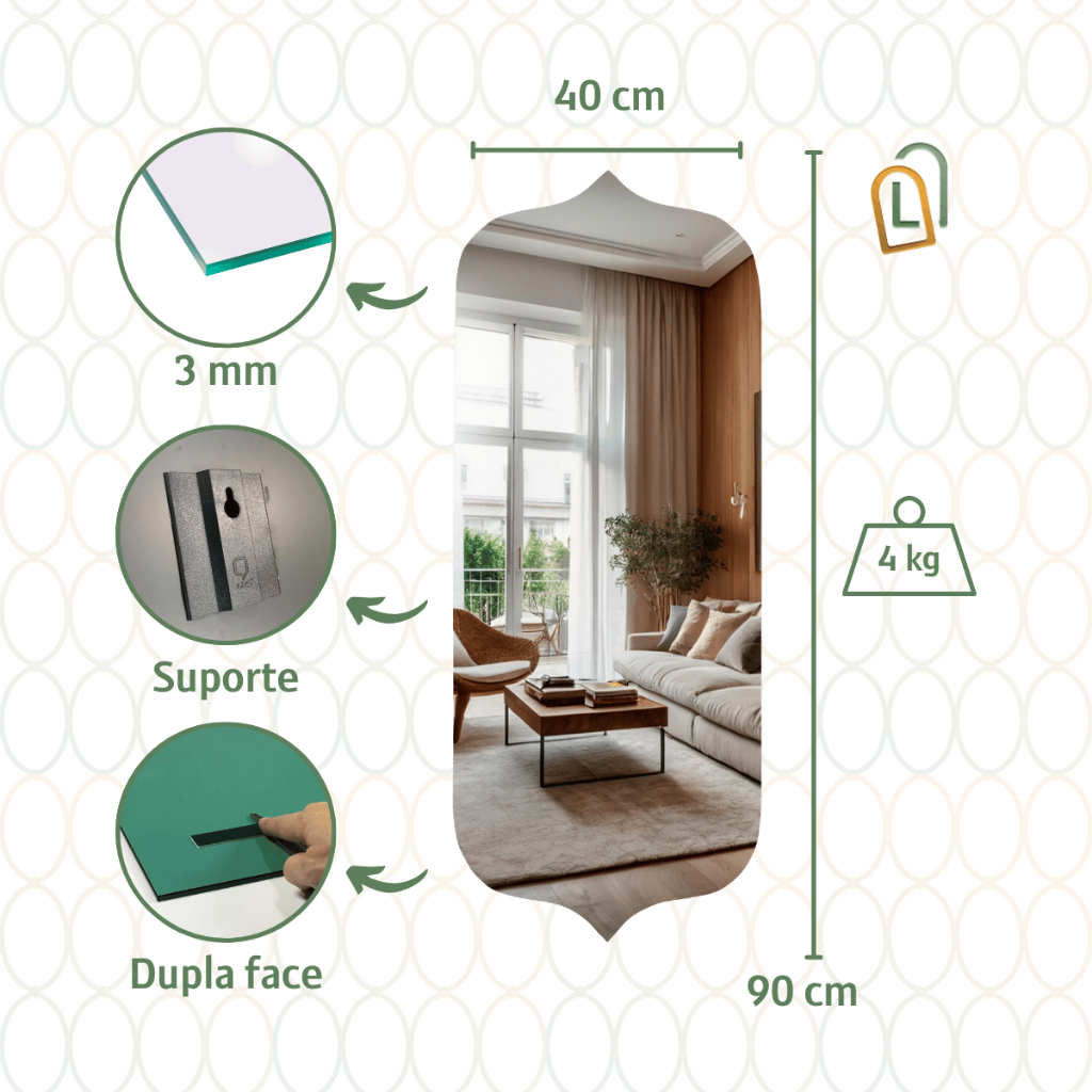 Espelho Adesivo 90x40 Elegante