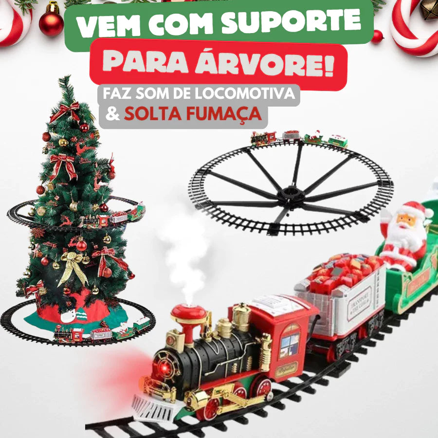 Trem Expresso Natalino com Luzes e Fumaça