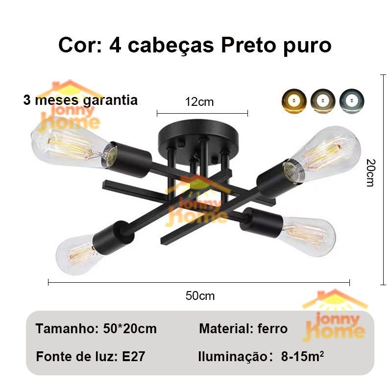 Lustre Led Moderno 4/6 Lampadas