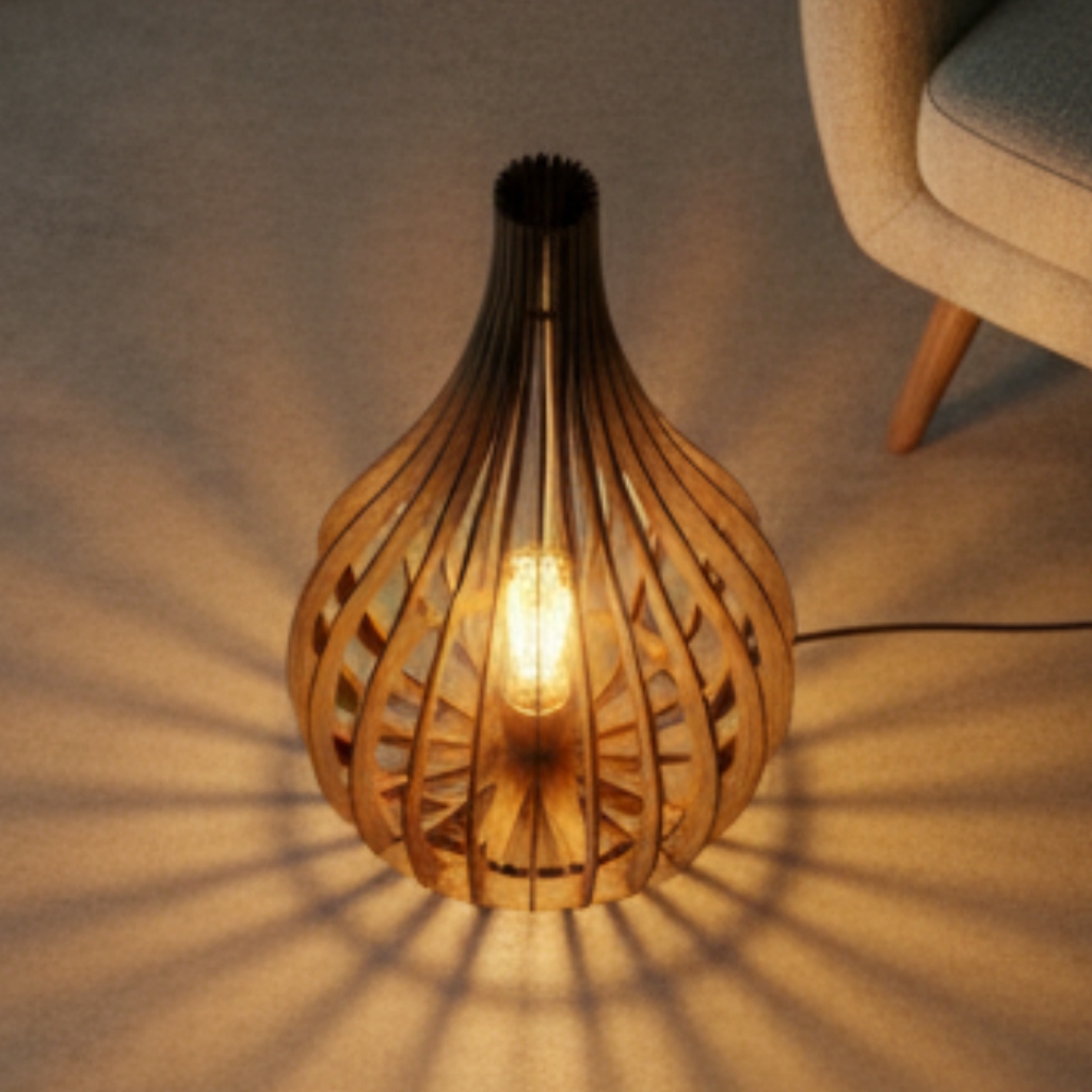 Abajur Grande de Chão em MDF Luminária Decorativa