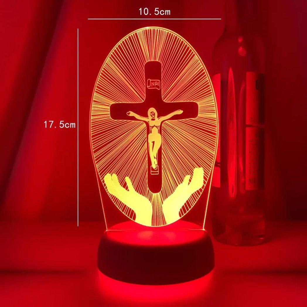 Luminária Jesus Cristo - Cruz Cintilante de Cristo (16 Cores RGB)