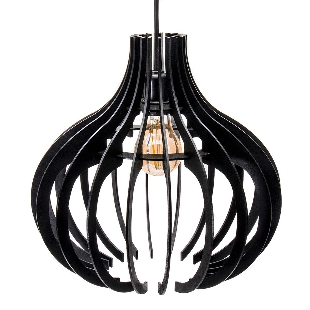 Kit com 3 Luminárias Lustres Pendentes de teto em Maderia/Mdf Preto - decoração