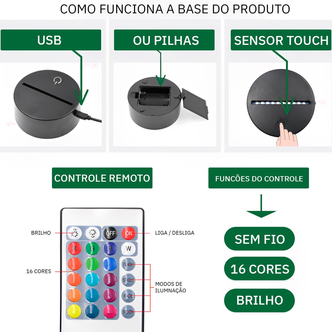 Luminária Cruz Oração (16 Cores Led)