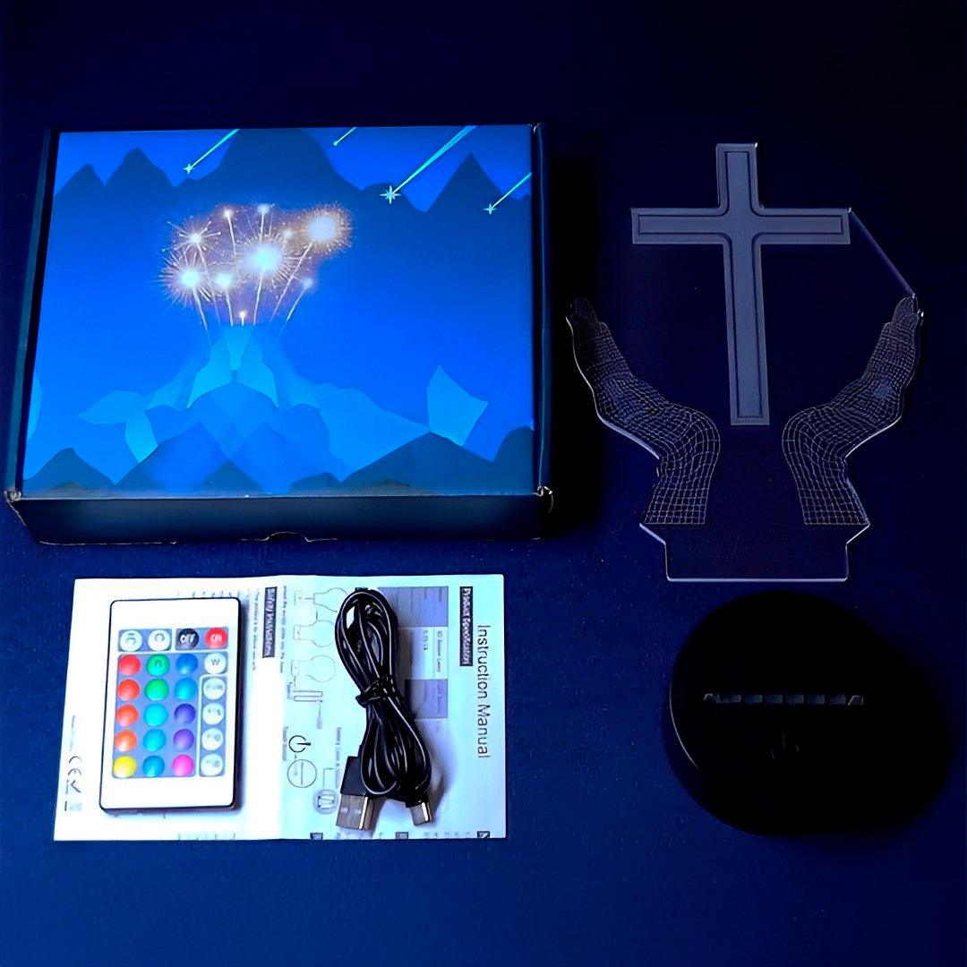 Luminária Cruz Oração (16 Cores Led)