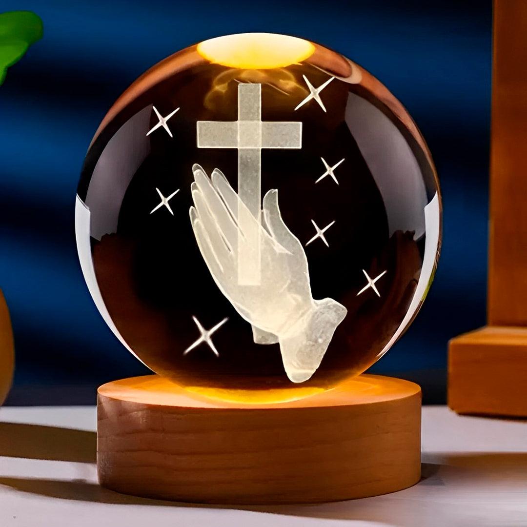 Luminária Religiosa - Bola de Cristal Cruz