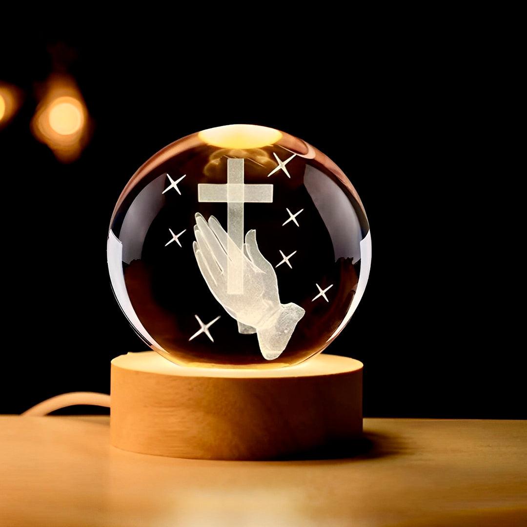 Luminária Religiosa - Bola de Cristal Cruz