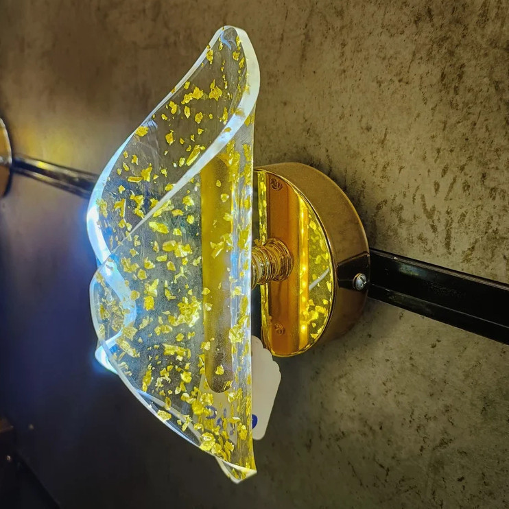 Arandela de Parede Acrilico Solis Cristallo Decorativo Quarto Dourado 7W 3 Cor