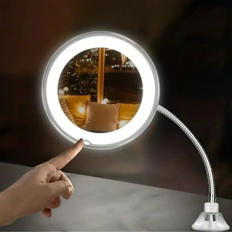 Espelho de Maquiagem LED Flexível 360 Graus com Ventosa