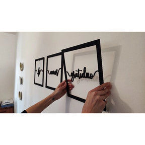 Kit Quadros Decorativos Fé Amor e Gratidão Para Quarto E Sala