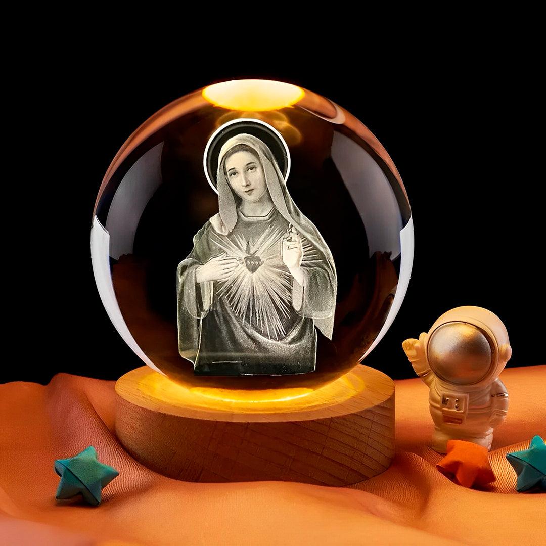 Luminária Religiosa - Bola de Cristal Virgem Maria