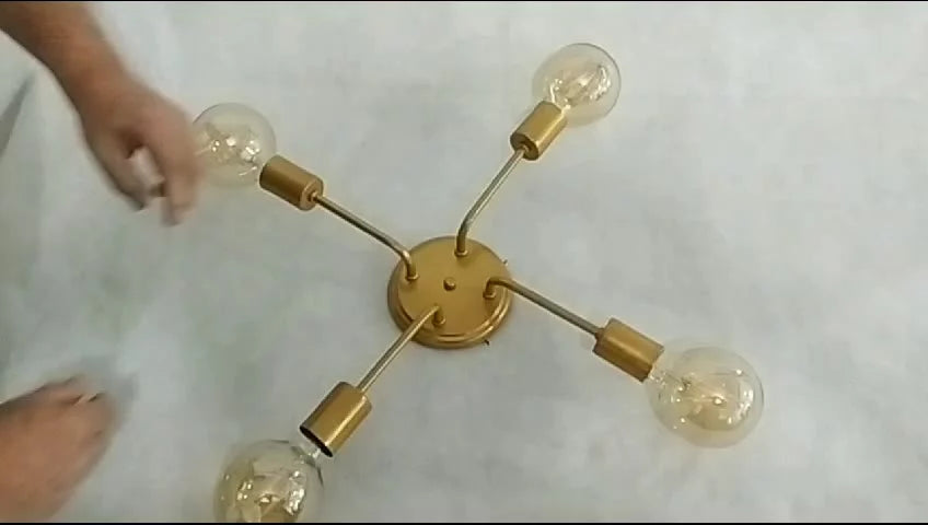 Luminária Lustre De Teto Para Sala Quarto Cozinha para 4 Lâmpadas - Plafon Retrô Aranha Sputnik Cores