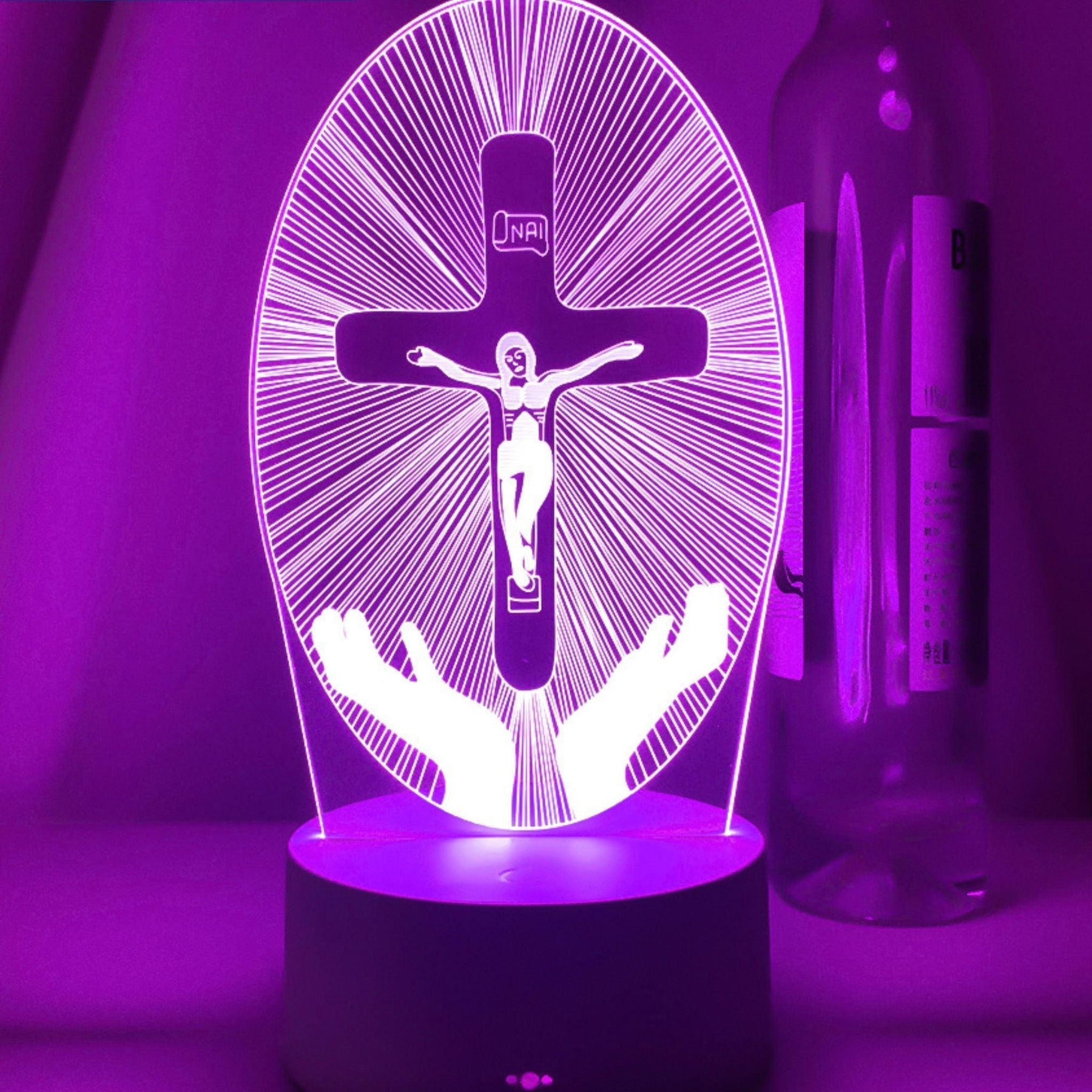 Luminária Jesus Cristo  - Cruz Cintilante de Cristo (16 Cores RGB)