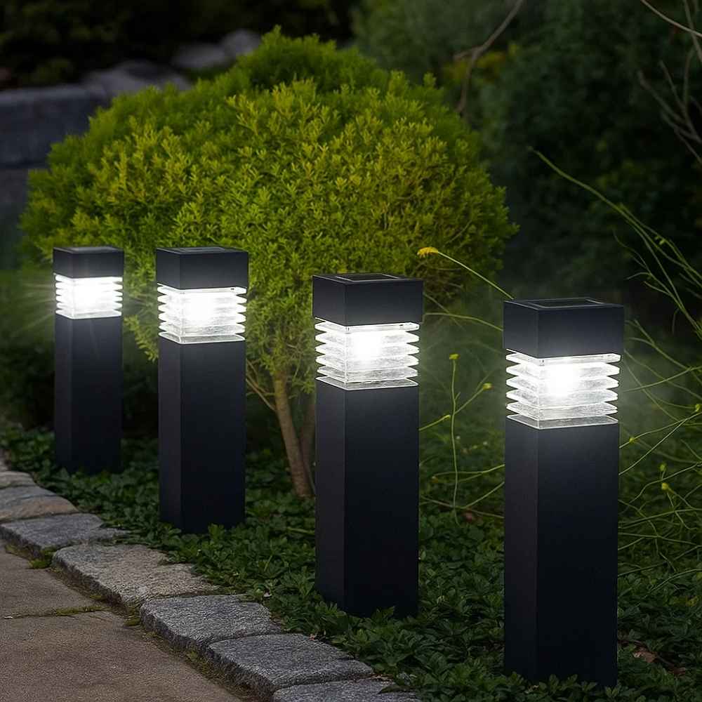 Luminária LED Solar Retangular para Caminhos - Ilumine Exteriores
