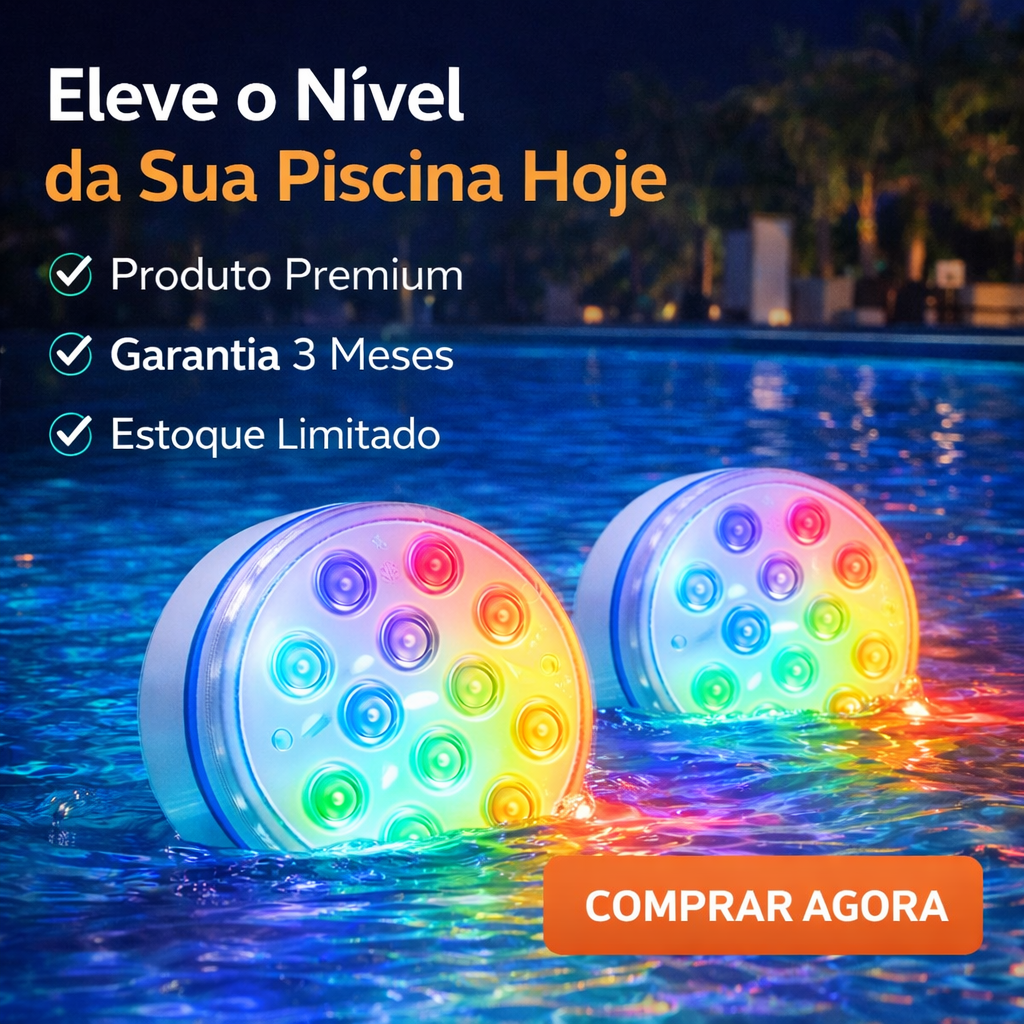 Luminária Led de Piscina RGB com Ventosas