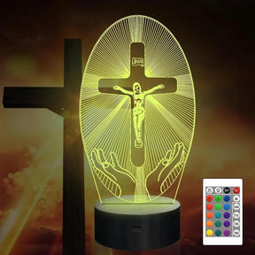 Luminária Jesus Cristo  - Cruz Cintilante de Cristo (16 Cores RGB)