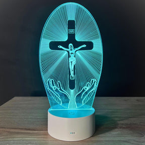Luminária Jesus Cristo  - Cruz Cintilante de Cristo (16 Cores RGB)