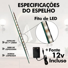 Espelho Redondo 60cm Com Iluminação LED