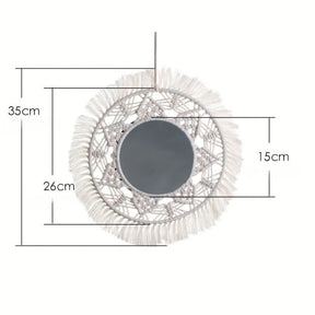 Espelho de Parede Artesanal com Tassel Circular