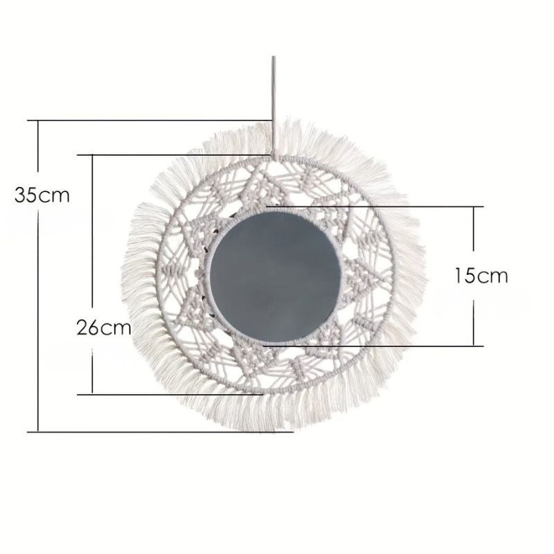 Espelho de Parede Artesanal com Tassel Circular