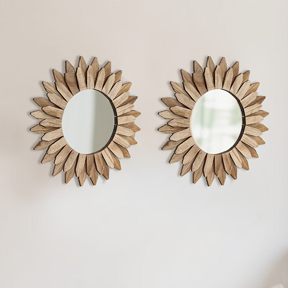 Espelho de Parede Boho Girassol em Madeira