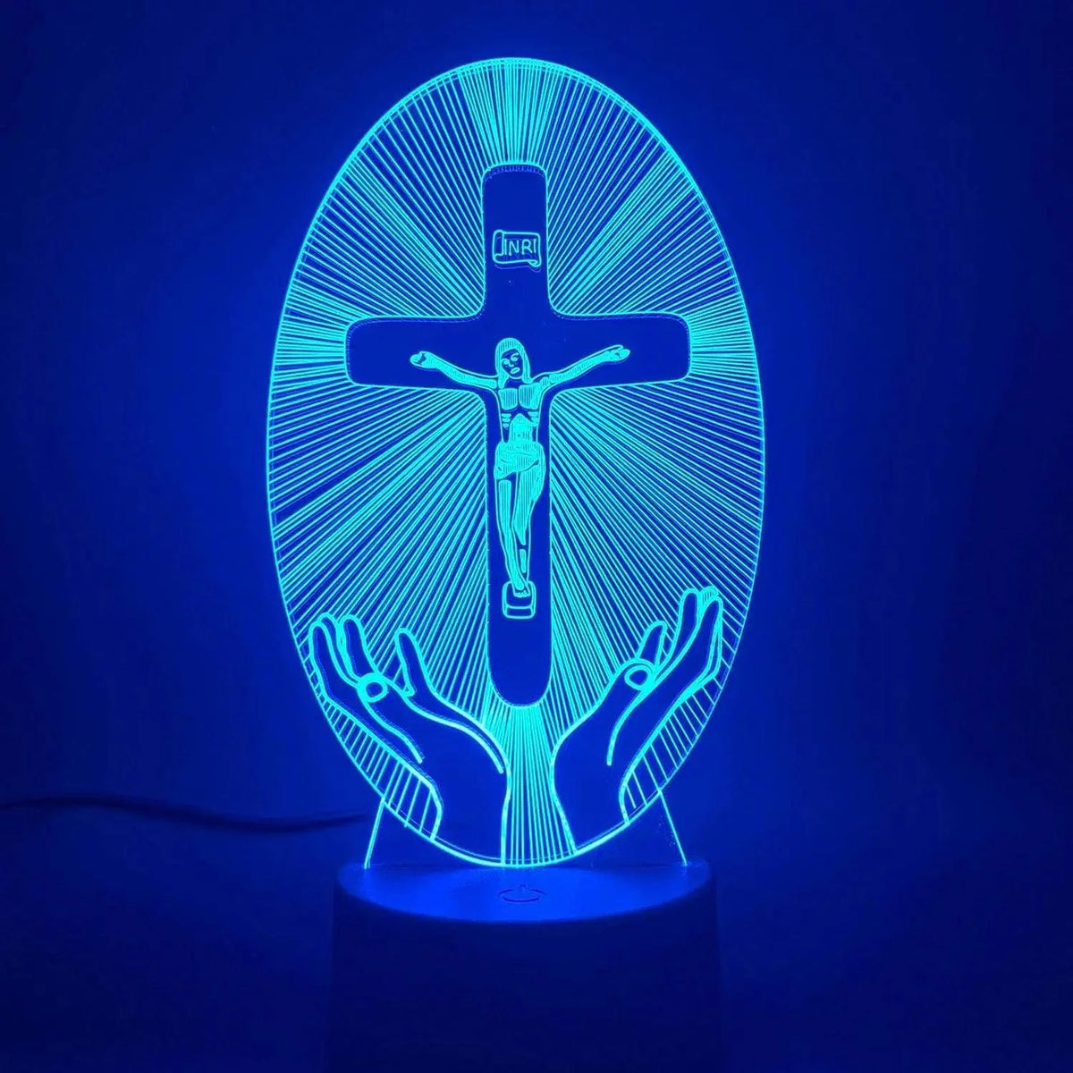 Luminária Jesus Cristo  - Cruz Cintilante de Cristo (16 Cores RGB)