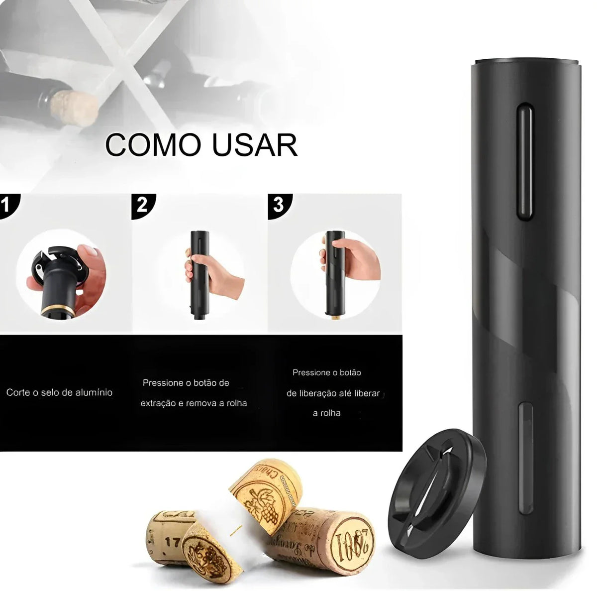 Abridor de Vinho Elétrico - Fresh GuardPro 4 em 1