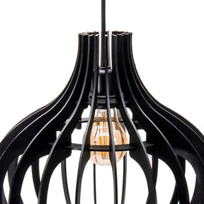 Kit com 3 Luminárias Lustres Pendentes de teto em Maderia/Mdf Preto - decoração