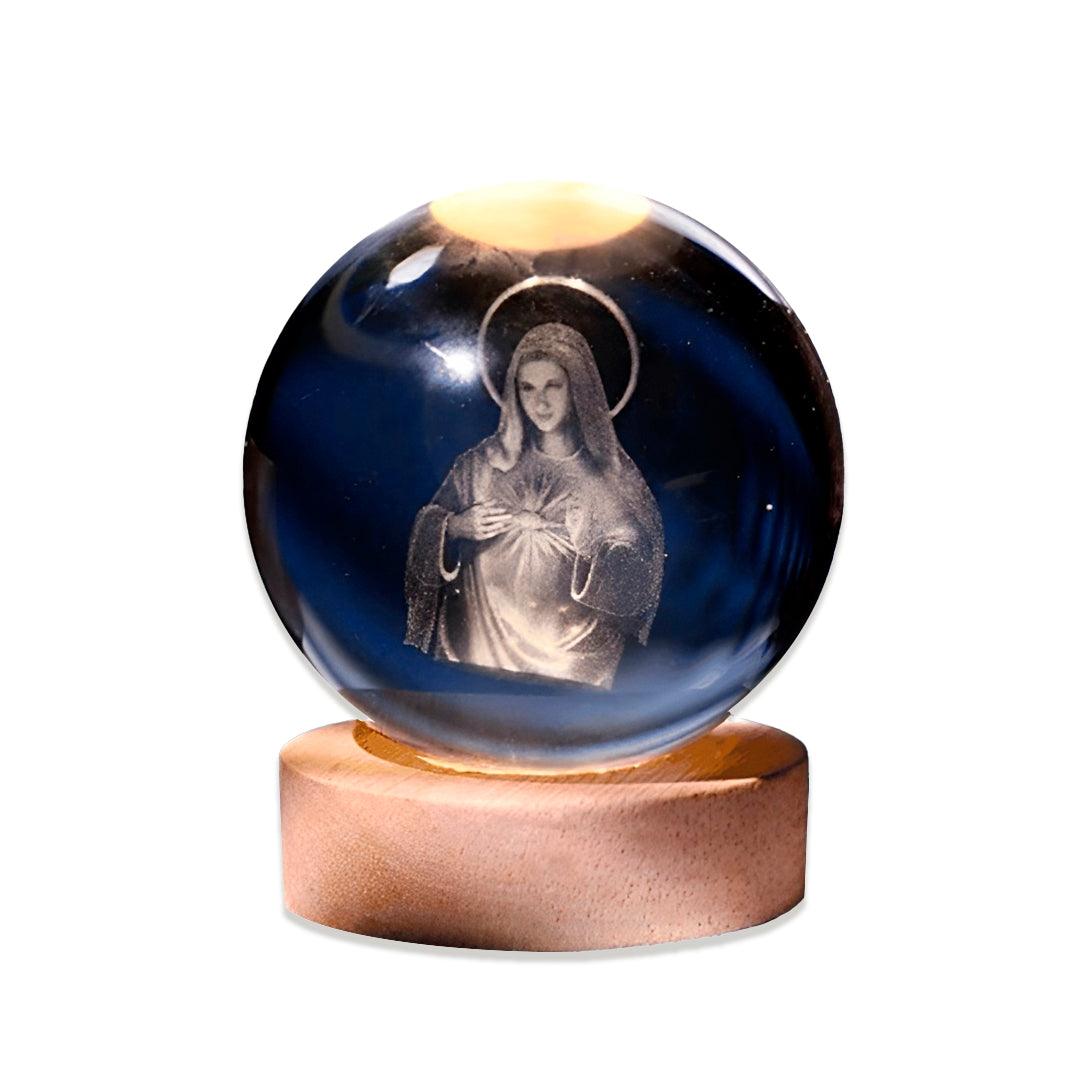 Luminária Religiosa - Bola de Cristal Virgem Maria
