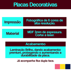 Kit Quadros Decorativos Mosaico 3 Peças Trio Frase Nunca Foi Sorte Sempre Foi Deus Salmo Leão Judá Rústico Personalizado