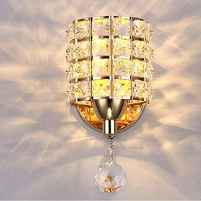 Kit com 2 arandelas luminárias de parede decorativa de cristal moderna luxuosa dourada
