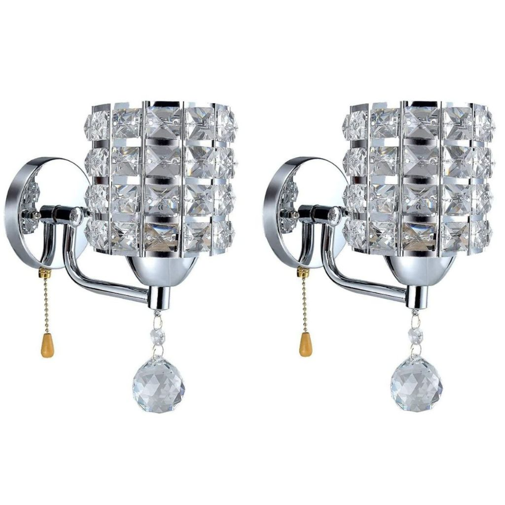 Kit com 2 arandelas luminárias de parede decorativa de cristal moderna luxuosa dourada