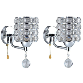 Kit com 2 arandelas luminárias de parede decorativa de cristal moderna luxuosa dourada