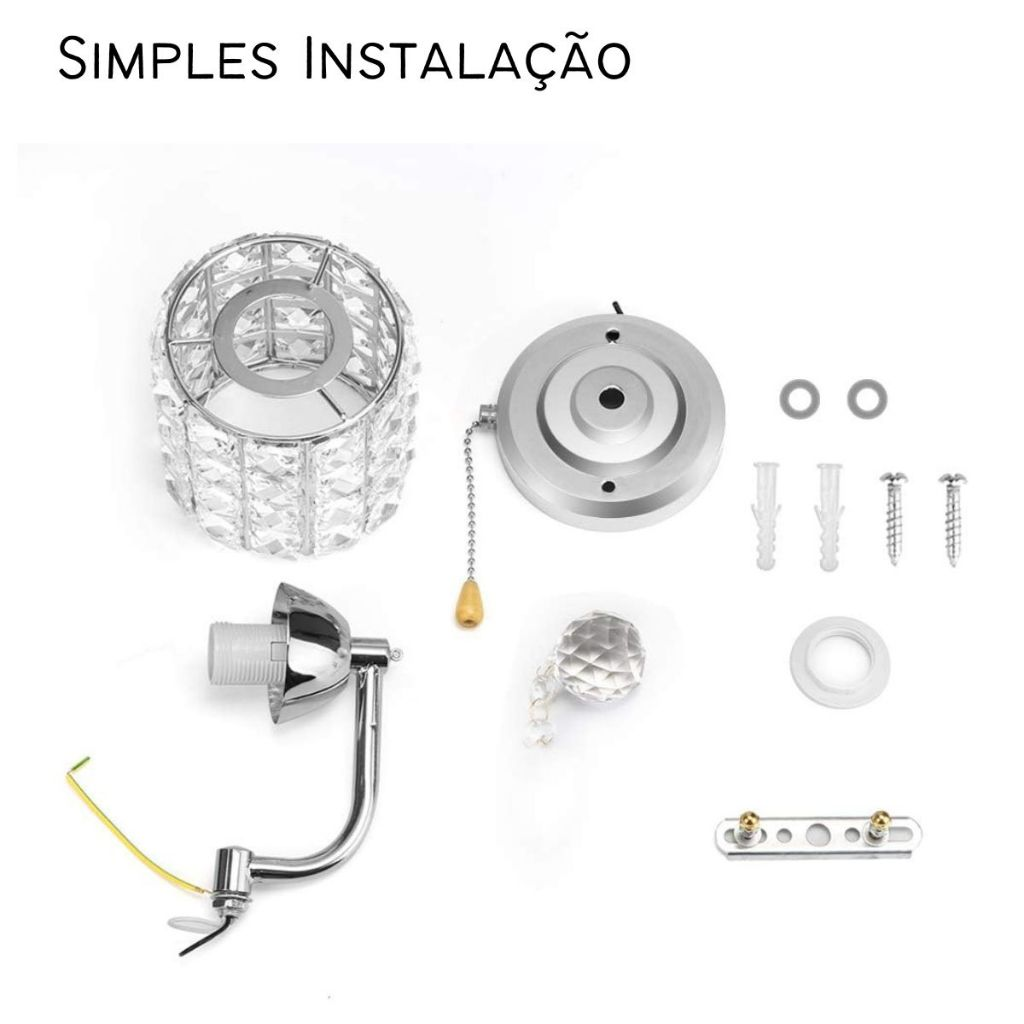 Kit com 2 arandelas luminárias de parede decorativa de cristal moderna luxuosa dourada
