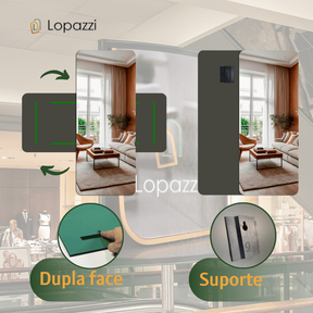 ESPELHO 1 METRO GRANDE RETANGULAR DE VIDRO DECORAÇÃO PARA SALA QUARTO BANHEIRO SUPORTE OU DUPLA FACE