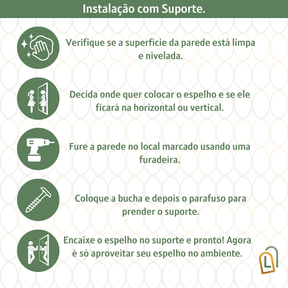 ESPELHO 1 METRO GRANDE RETANGULAR DE VIDRO DECORAÇÃO PARA SALA QUARTO BANHEIRO SUPORTE OU DUPLA FACE