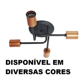 Luminária Lustre De Teto Para Sala Quarto Cozinha para 4 Lâmpadas - Plafon Retrô Aranha Sputnik Cores